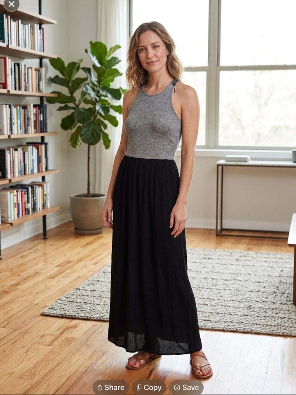 LOFT Black gray Maxi tank dressTimeless Pull-On large (LP) stretchy casual